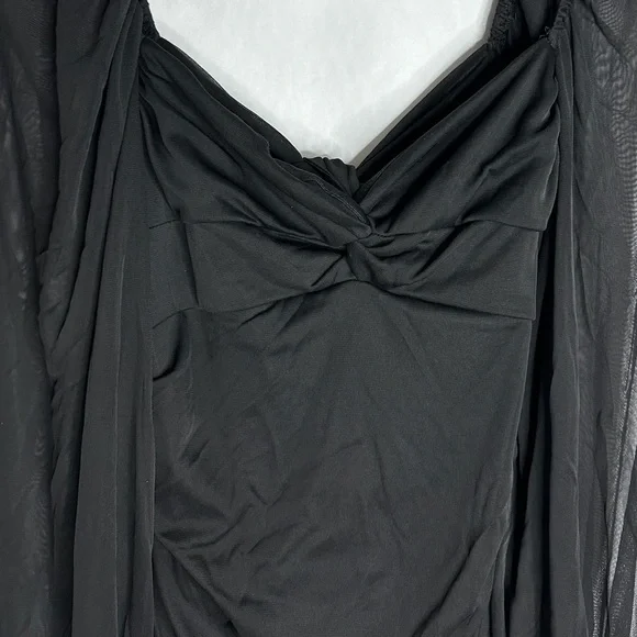 B Darlin Black Ruched Mesh Long Sleeve Bodycon Cut Out Mini Dress Size XL - Picture 15 of 15